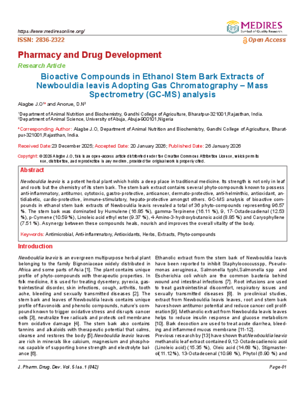 (PDF) Bioactive Compounds in Ethanol Stem Bark Extracts of Newbouldia ...