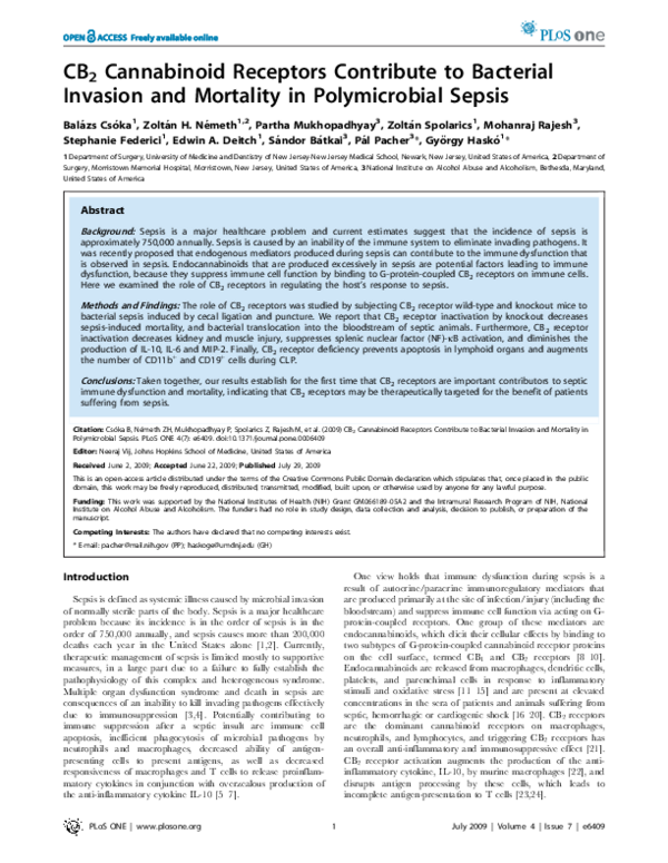 (PDF) CB2 Cannabinoid Receptors Contribute to Bacterial Invasion and ...