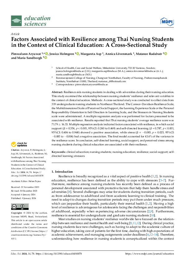 (PDF) Factors Associated with Resilience among Thai Nursing Students in ...