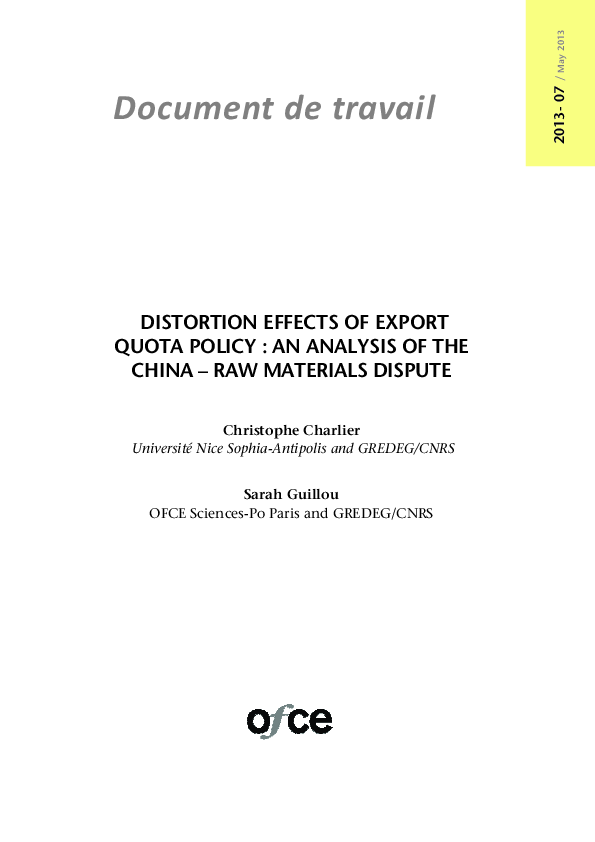 (PDF) Distortion Effects of Export Quota Policy: An Analysis of the ...