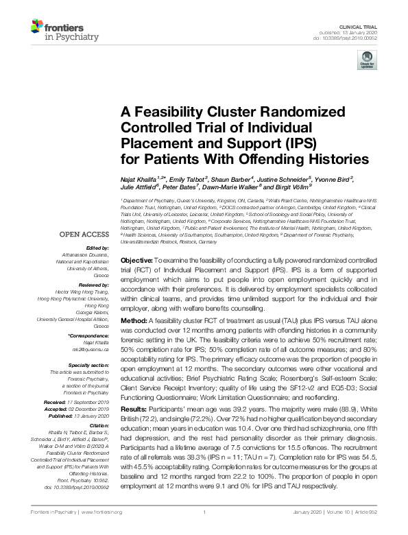 (PDF) A Feasibility Cluster Randomized Controlled Trial of Individual ...