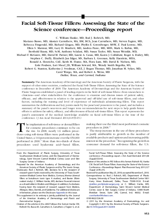 (PDF) Facial Soft-Tissue Fillers: Assessing the State of the Science ...