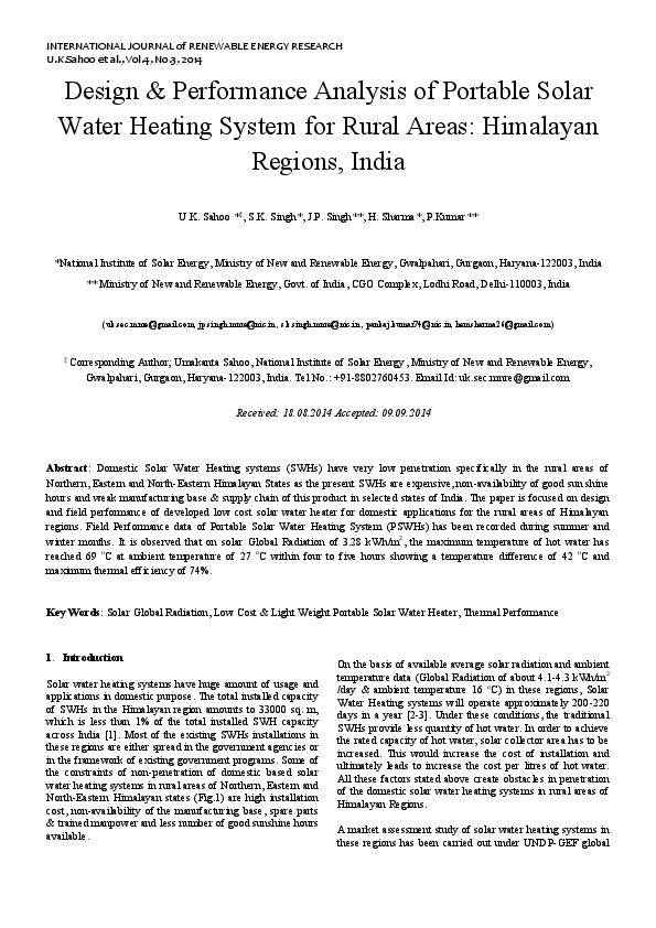(PDF) Design & Performance analysis of Portable Solar Water Heating ...
