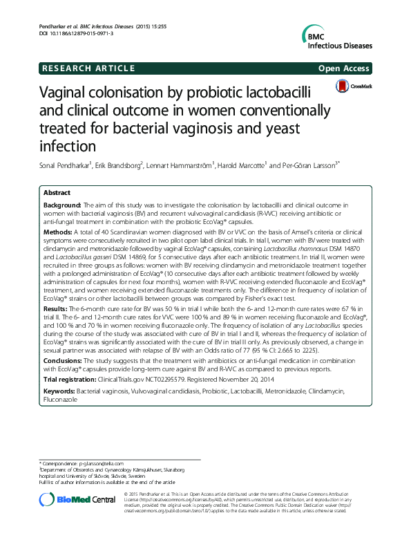 (PDF) Vaginal colonisation by probiotic lactobacilli and clinical ...