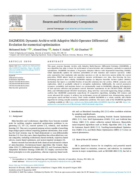 (PDF) Swarm and Evolutionary Computation