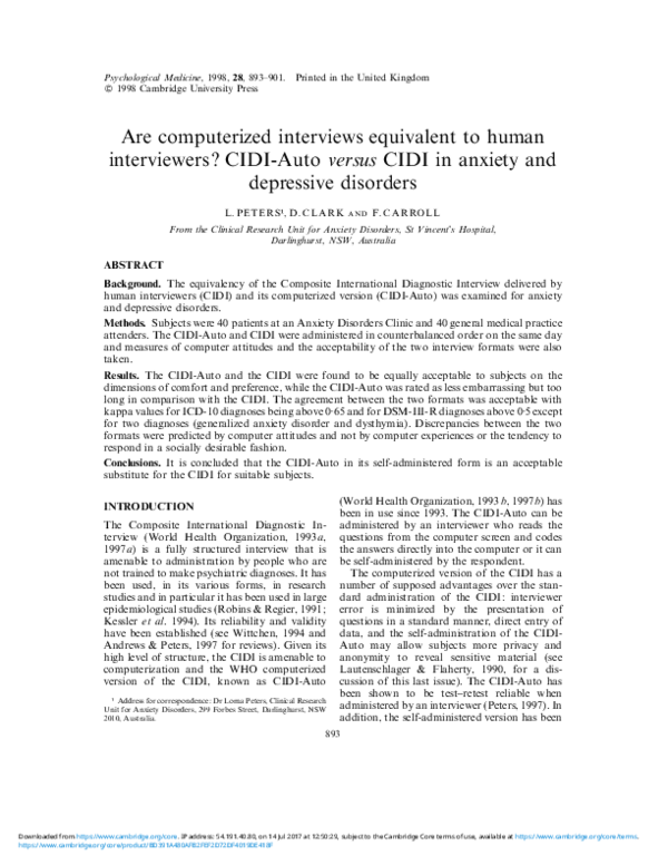 (PDF) Are computerized interviews equivalent to human interviewers ...