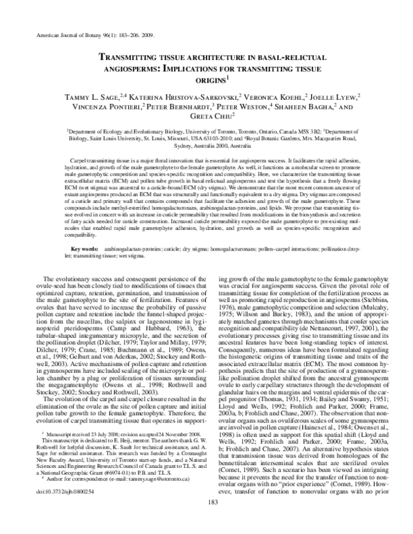 (PDF) Transmitting tissue architecture in basal‐relictual angiosperms ...