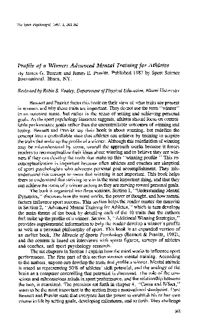 (PDF) Profile of a Winner: Advanced Mental Training for Athletes