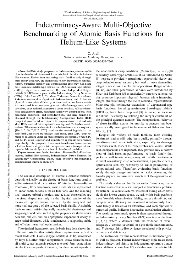 (PDF) Indeterminacy-Aware Multi-Objective Benchmarking of Atomic Basis ...
