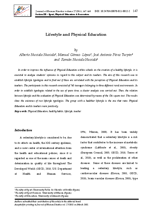 (PDF) Lifestyle And Physical Education