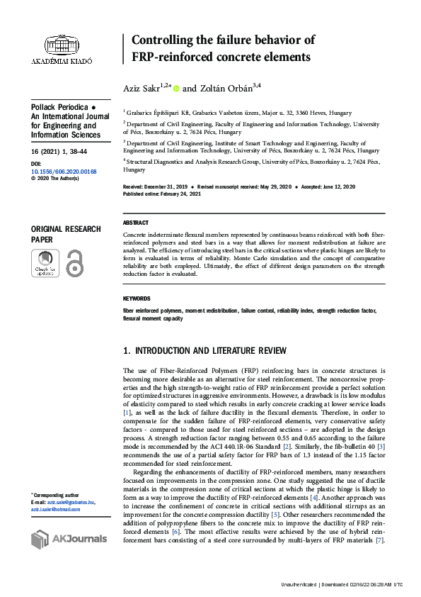 (PDF) Controlling the failure behavior of FRP-reinforced concrete elements