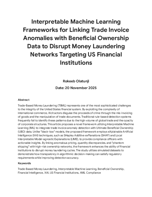 (PDF) Interpretable Machine Learning Frameworks for Linking Trade ...
