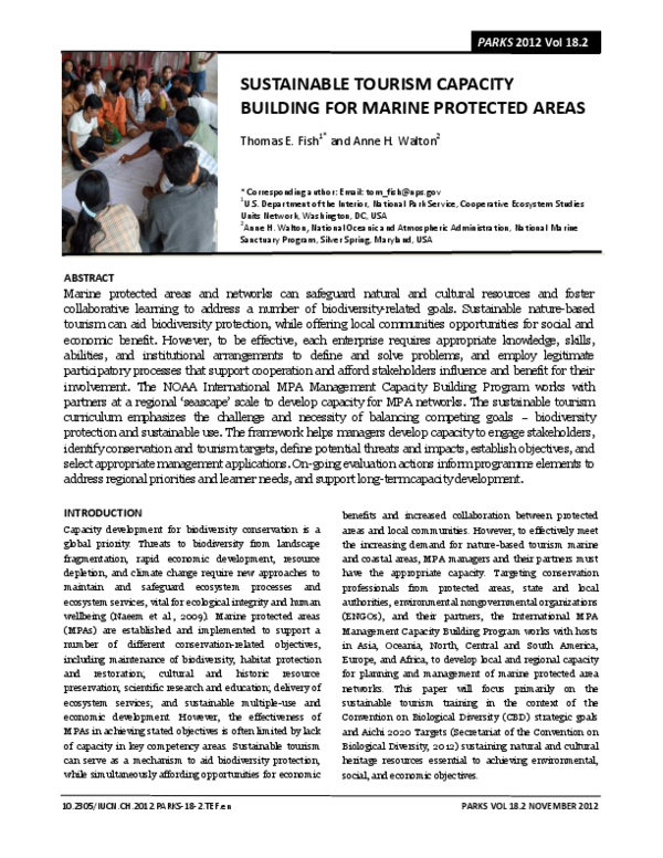 (PDF) Sustainable Tourism Capacity Building for Marine Protected Areas