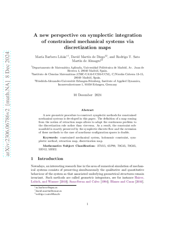 (PDF) A new perspective on symplectic integration of constrained ...