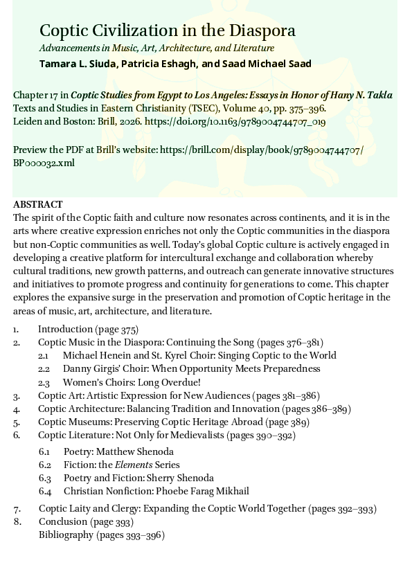 (PDF) Coptic Civilization in the Diaspora: Advancements in Music, Art ...