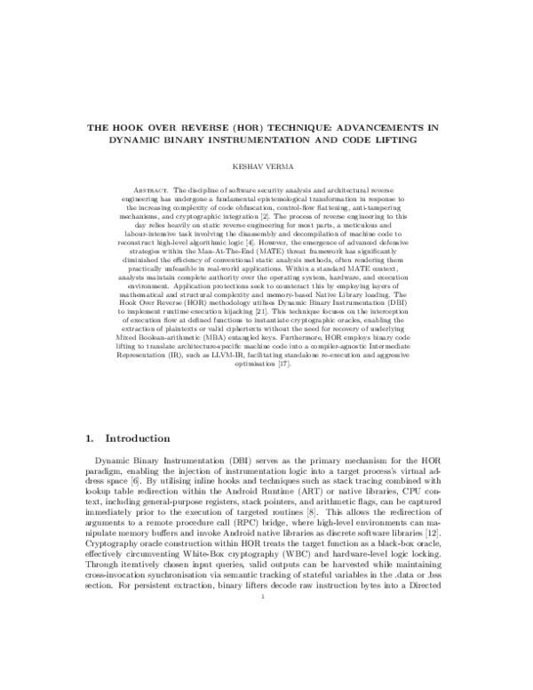 (PDF) The Hook Over Reverse (HOR) Technique: Advancements in Dynamic ...