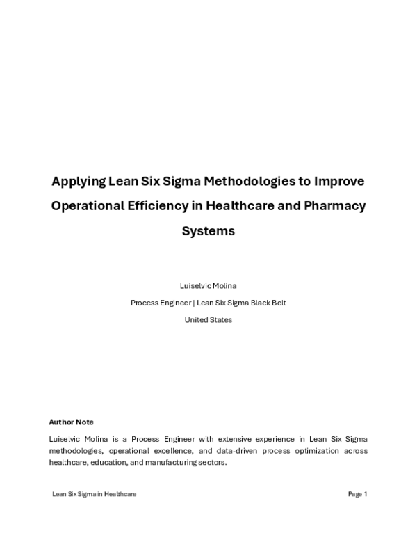 (PDF) Applying Lean Six Sigma Methodologies to Improve Operational ...