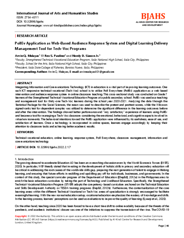(PDF) PollEv Application as Web-Based Audience Response System and ...