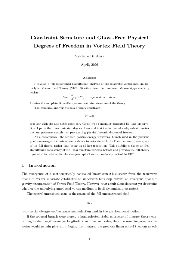 (PDF) Constraint Structure and Ghost-Free Physical Degrees of Freedom ...