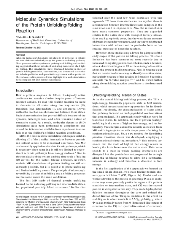 (PDF) Molecular Dynamics Simulations of the Protein Unfolding/Folding ...