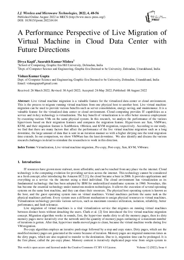 (PDF) A Performance Perspective of Live Migration of Virtual Machine in ...