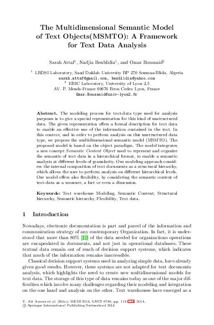 (PDF) The Multidimensional Semantic Model of Text Objects(MSMTO): A ...