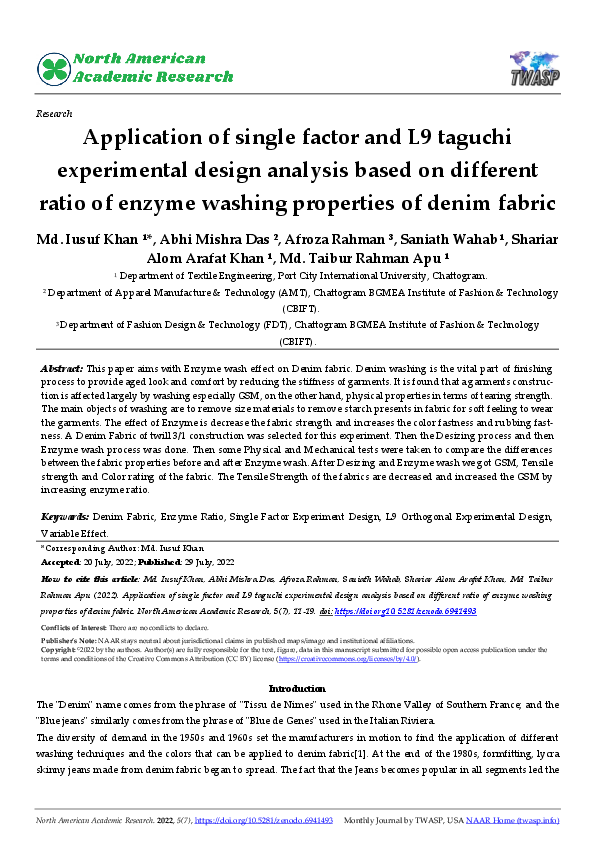 (PDF) Application of single factor and L9 taguchi experimental design ...