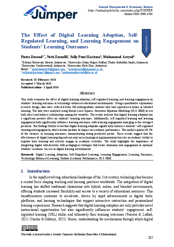 (PDF) The Effect of Digital Learning Adoption, Self-Regulated Learning ...