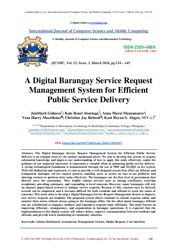 (PDF) A Digital Barangay Service Request Management System for ...