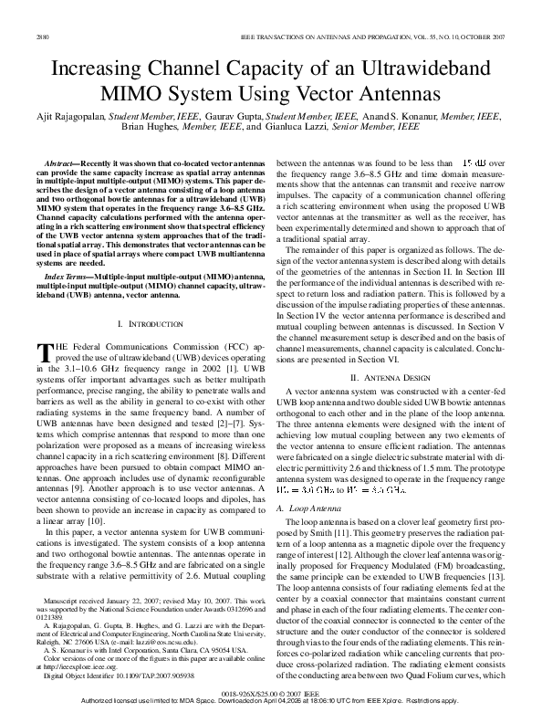 (PDF) Increasing Channel Capacity of an Ultrawideband MIMO System Using ...
