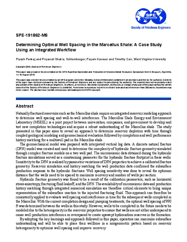 (PDF) Determining Optimal Well Spacing in the Marcellus Shale: A Case ...