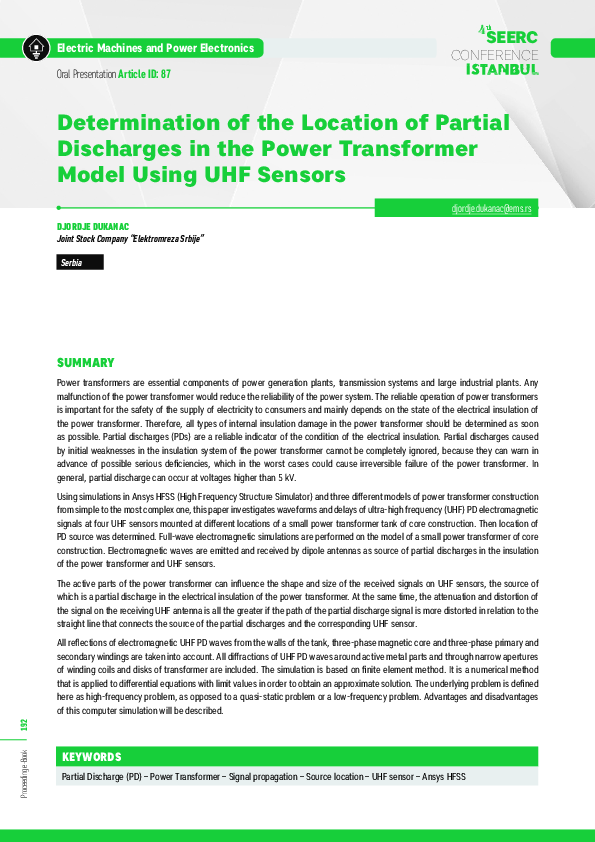(PDF) Determination of the Location of Partial Discharges in the Power ...