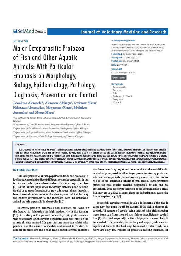 (PDF) Major Ectoparasitic Protozoa of Fish and Other Aquatic Animals ...