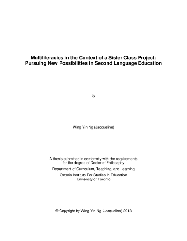(PDF) Multiliteracies in the Context of a Sister Class Project ...