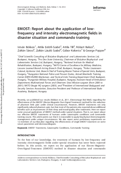 (PDF) EMOST: Report about the application of low-frequency and ...