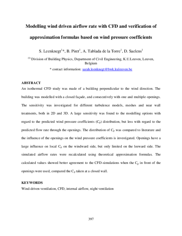 (PDF) Modelling wind driven airflow rate with CFD and verification of ...