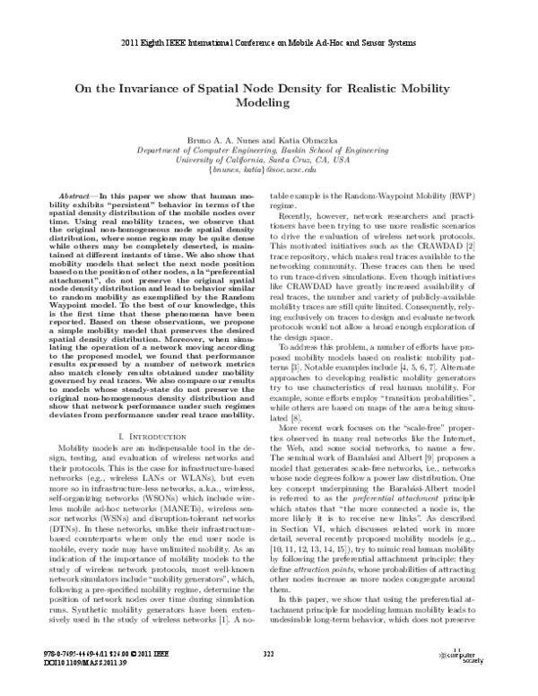 (PDF) On the Invariance of Spatial Node Density for Realistic Mobility ...