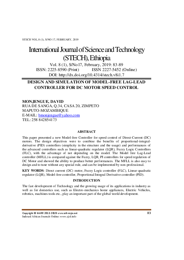 (PDF) Fractional-Order PID Controller Design for Speed Control of DC Motor