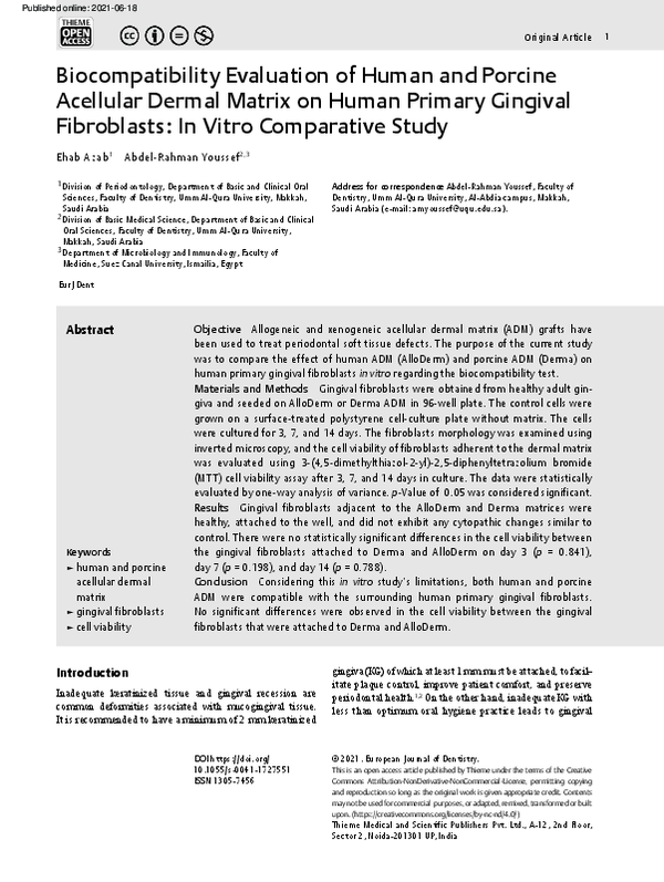 (PDF) Biocompatibility Evaluation of Human and Porcine Acellular Dermal ...