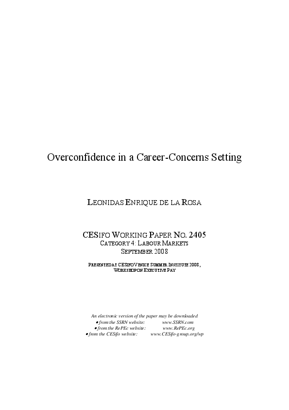 (PDF) Overconfidence in a Career-Concerns Setting
