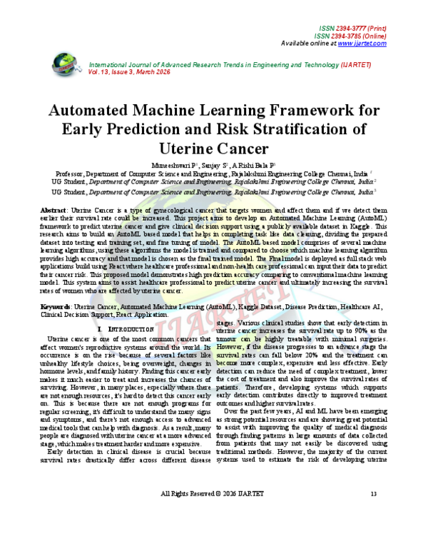 (PDF) Automated Machine Learning Framework for Early Prediction and ...