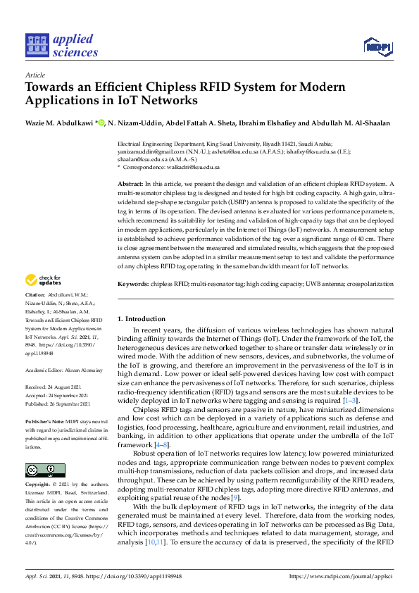 (PDF) Towards an Efficient Chipless RFID System for Modern Applications ...