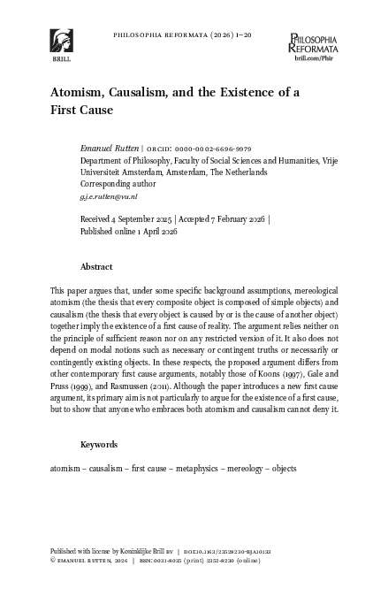 (PDF) Atomism, Causalism, and the Existence of a First Cause