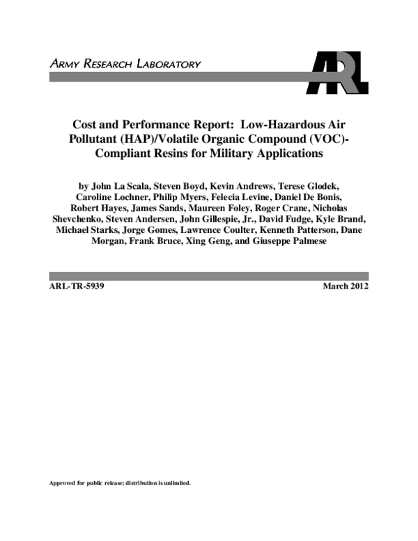 (PDF) Cost and Performance Report: Low-Hazardous Air Pollutant (HAP ...