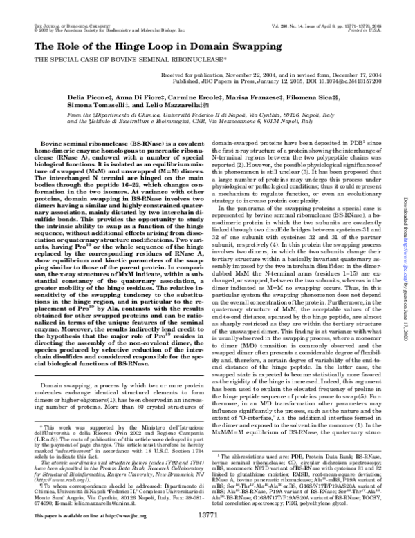 (PDF) The Role of the Hinge Loop in Domain Swapping
