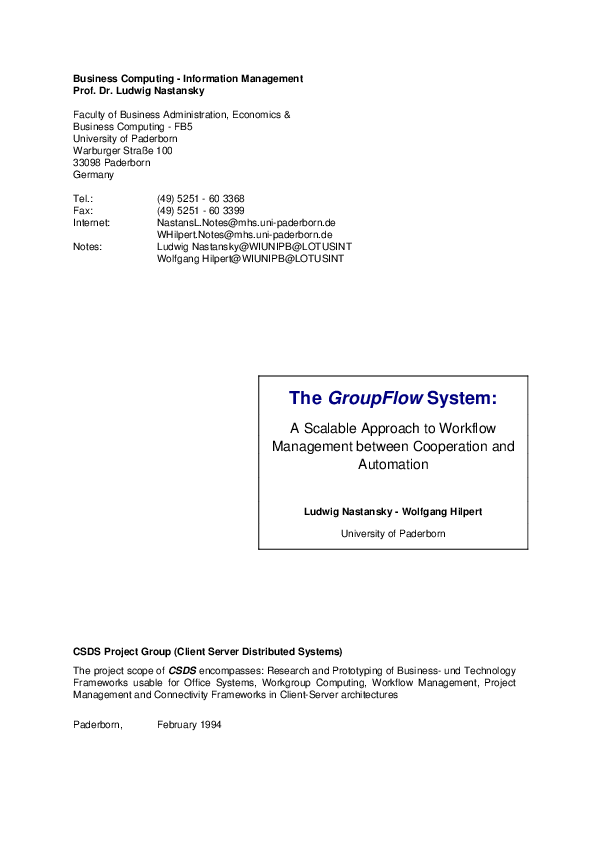 (PDF) The GroupFlow System: A Scalable Approach to Workflow Management ...