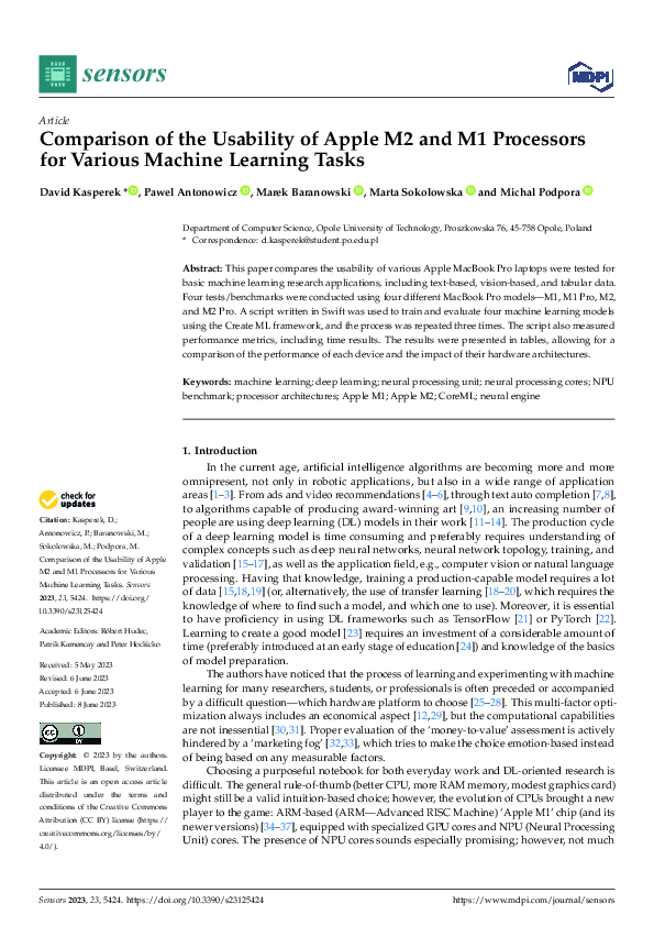 (PDF) Comparison of the Usability of Apple M2 and M1 Processors for ...