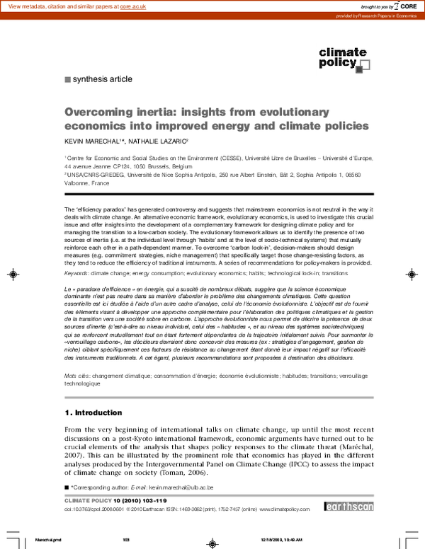 (PDF) Overcoming inertia: insights from evolutionary economics into ...
