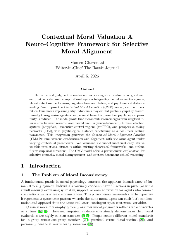 (PDF) Contextual Moral Valuation A Neuro-Cognitive Framework for ...