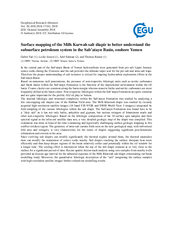 (PDF) Surface mapping of the Milh Kharwah salt diapir to better ...